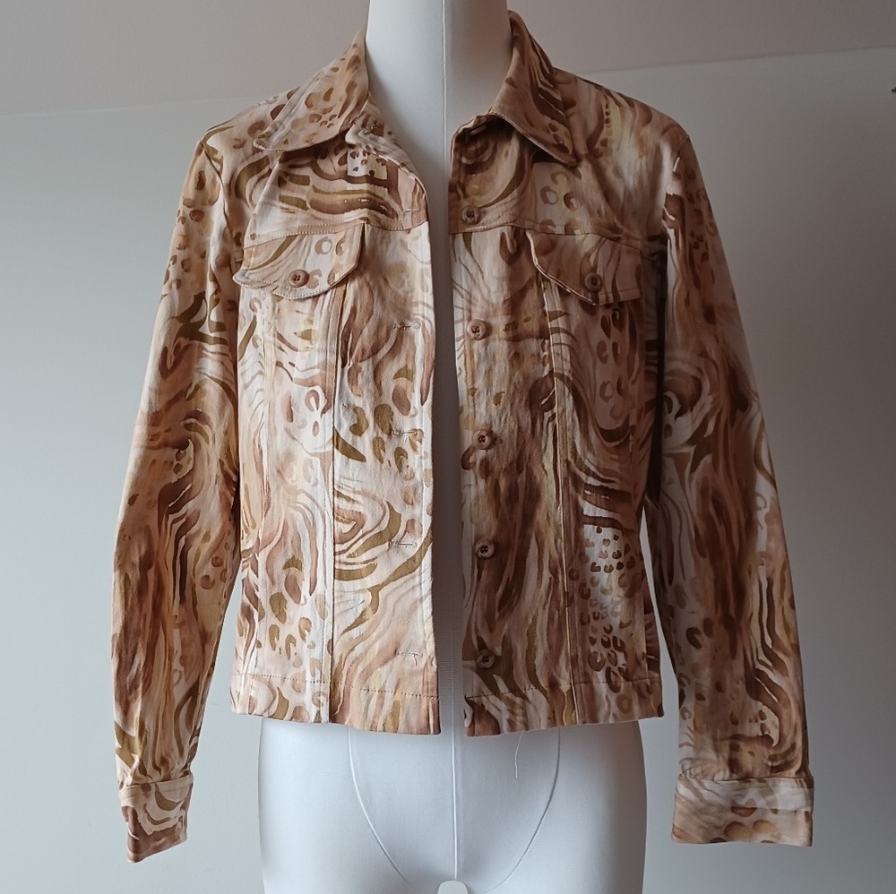 ConradC Collection Size 10 Jean Jacket Cream and Brown